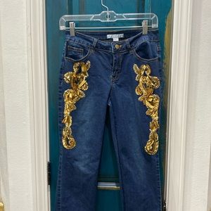 Sequin Cropped Jeans